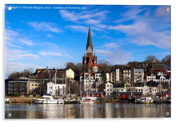Flensburg, Germany - 03 March 2023: View of the historic harbour Acrylic by Michael Piepgras