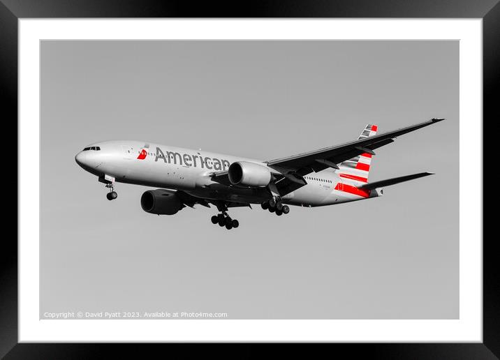 American Airlines Boeing 777-223          Framed Mounted Print by David Pyatt
