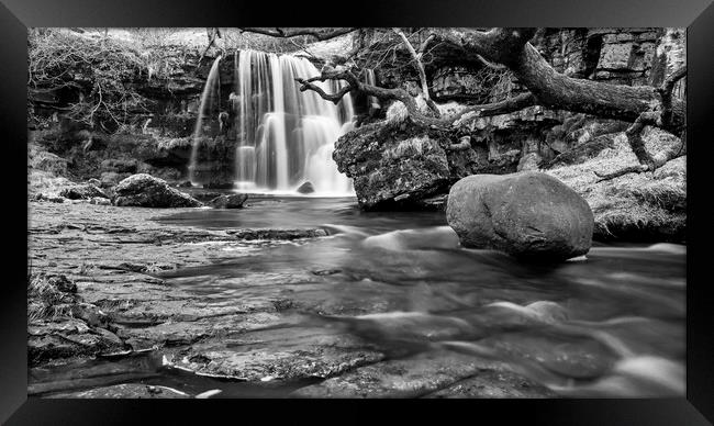 East Gill Force Black and White Framed Print by Tim Hill