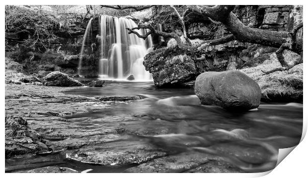 East Gill Force Black and White Print by Tim Hill