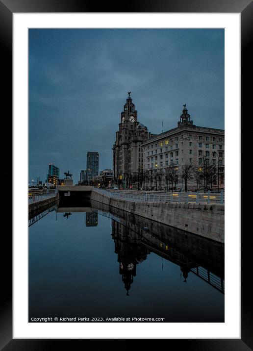 Royal Liver Building Reflection Framed Mounted Print by Richard Perks