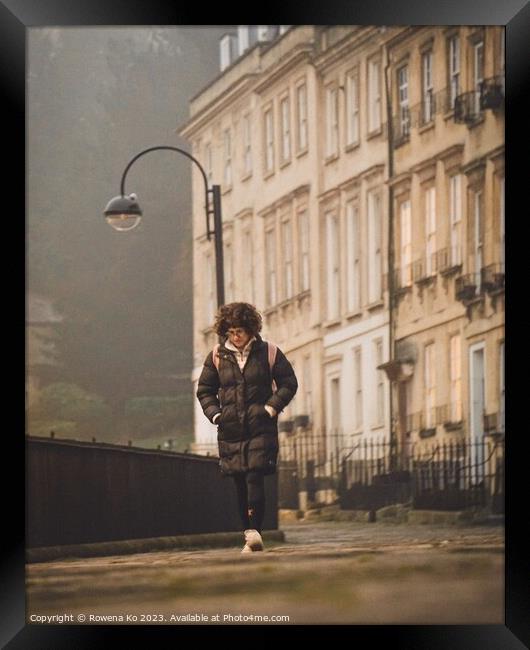 Walking along Walcot Place in a misty morning  Framed Print by Rowena Ko