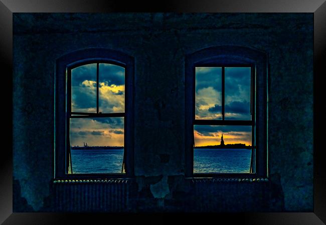 Ellis Island Sunrise  Framed Print by Chris Lord