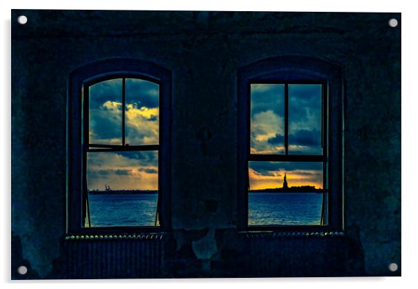 Ellis Island Sunrise  Acrylic by Chris Lord