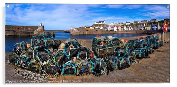 Findochty Harbour Morayshire North East Scotland Lobster Creels  Acrylic by OBT imaging