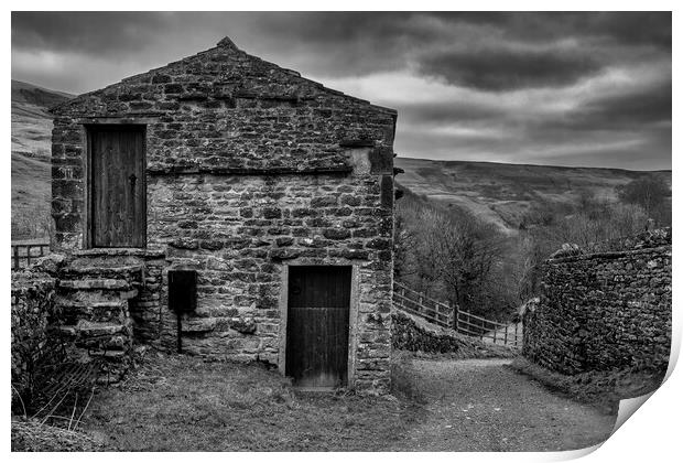 Keld Barn Black and White Print by Tim Hill