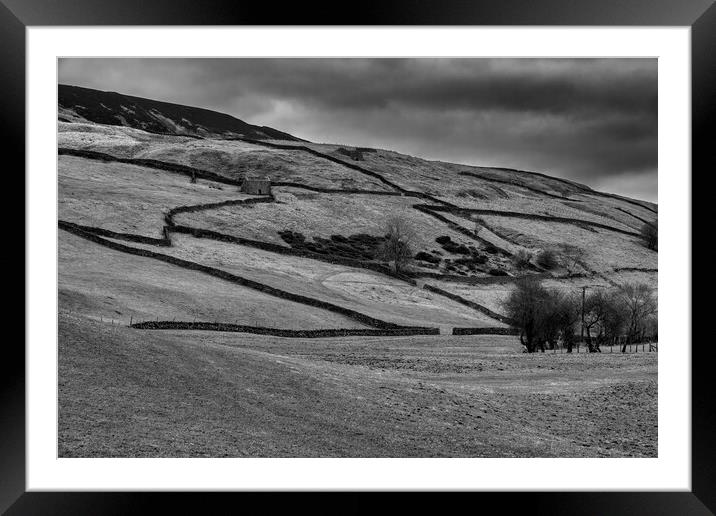 Swaledale Countryside Black and White Framed Mounted Print by Tim Hill
