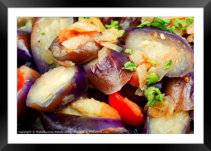 Warm vegetable salad, roast aubergine Framed Mounted Print by Mykola Lunov Mykola
