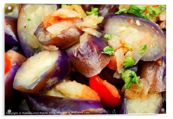 Warm vegetable salad, roast aubergine Acrylic by Mykola Lunov Mykola