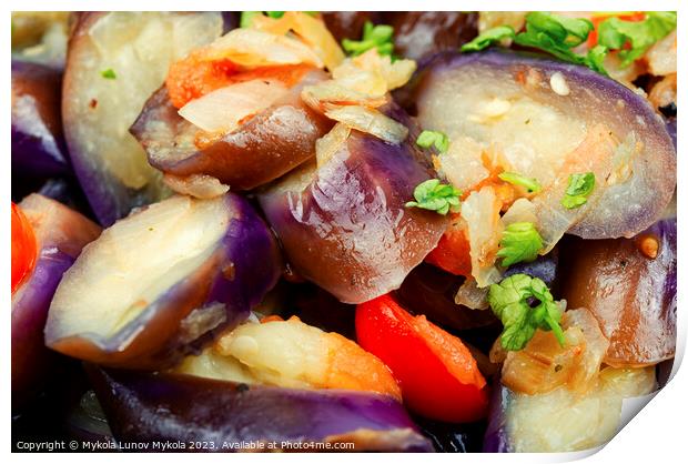 Warm vegetable salad, roast aubergine Print by Mykola Lunov Mykola