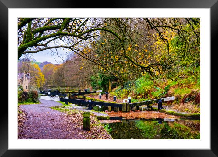 Serene Charm of Rochdale Canal Framed Mounted Print by Steve Smith