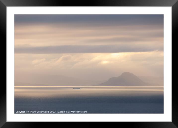 A Serene Sunset at Holy Island Framed Mounted Print by Mark Greenwood