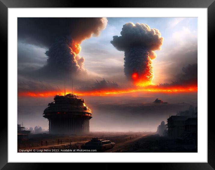Nuclear war and end of civilization concept. Framed Mounted Print by Luigi Petro