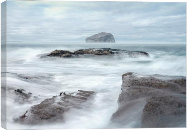 White surf and Bass Rock  Canvas Print by Anthony McGeever