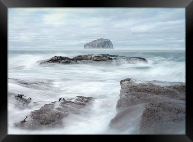 White surf and Bass Rock  Framed Print by Anthony McGeever