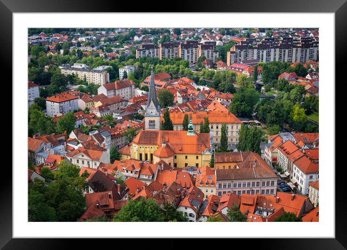 Ljubljana Cityscape With St James Church Framed Mounted Print by Artur Bogacki