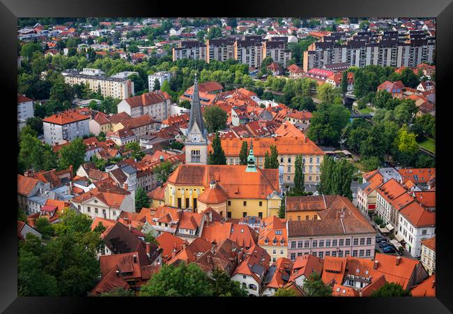 Ljubljana Cityscape With St James Church Framed Print by Artur Bogacki