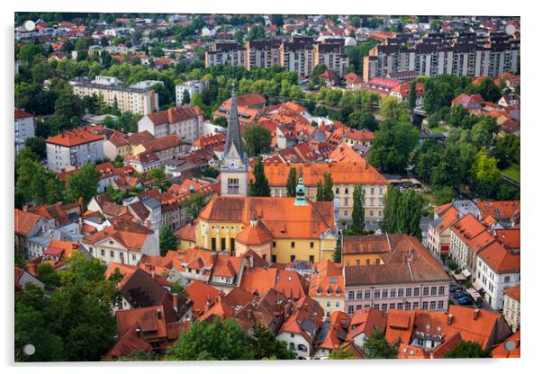 Ljubljana Cityscape With St James Church Acrylic by Artur Bogacki