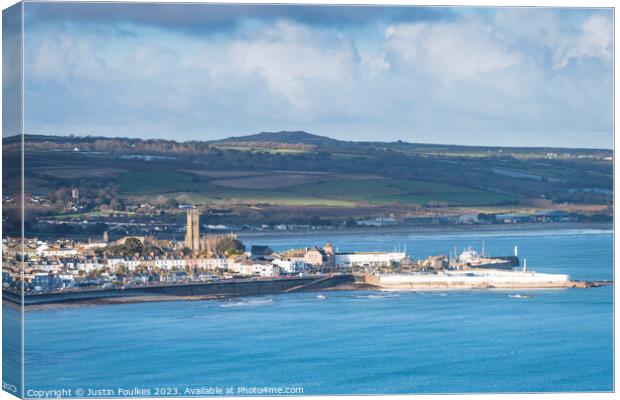 Penzance harbour, Cornwall Canvas Print by Justin Foulkes