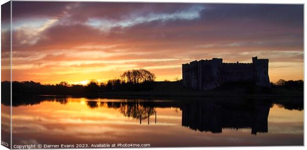 Carew castle sunrise Canvas Print by Darren Evans