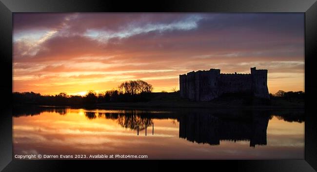 Carew castle sunrise Framed Print by Darren Evans