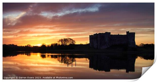 Carew castle sunrise Print by Darren Evans
