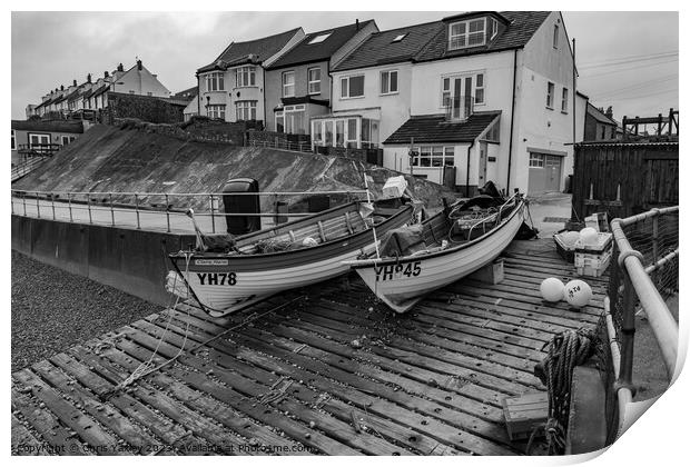 Fishing boats on the Norfolk coast Print by Chris Yaxley