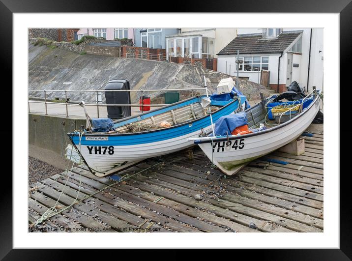 Fishing boats on the North Norfolk coast Framed Mounted Print by Chris Yaxley