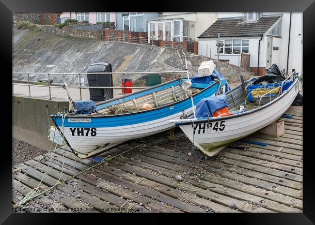 Fishing boats on the North Norfolk coast Framed Print by Chris Yaxley