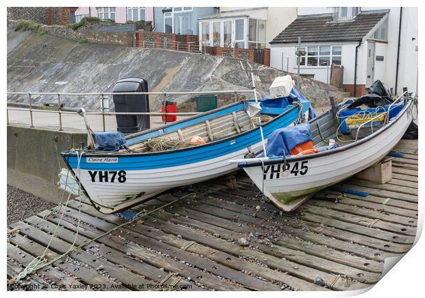 Fishing boats on the North Norfolk coast Print by Chris Yaxley