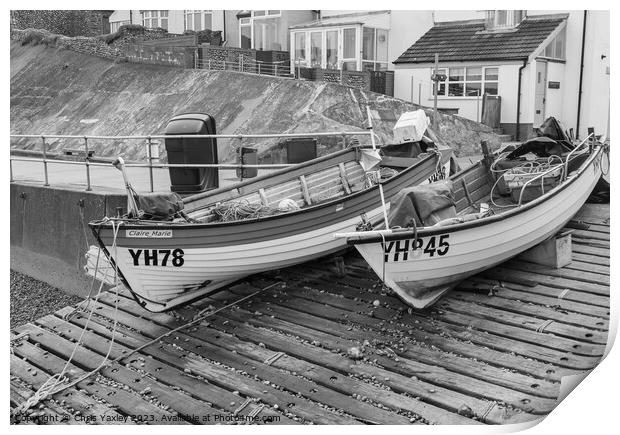 Crab fishing boats on the slipway Print by Chris Yaxley