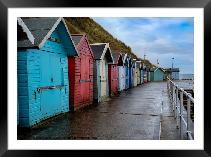 Seaside beach huts, North Norfolk coast Framed Mounted Print by Chris Yaxley