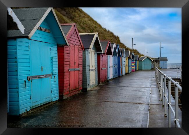 Seaside beach huts, North Norfolk coast Framed Print by Chris Yaxley