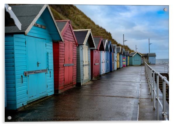 Seaside beach huts, North Norfolk coast Acrylic by Chris Yaxley