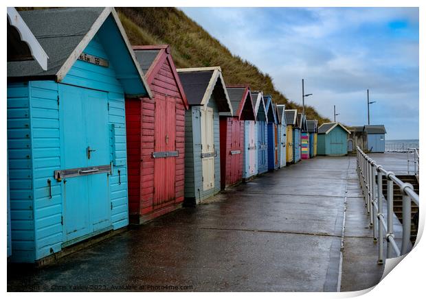 Seaside beach huts, North Norfolk coast Print by Chris Yaxley