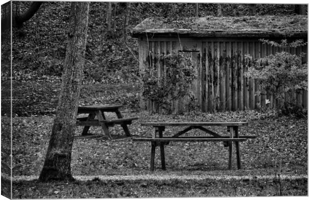 Picnic Bench and Tables Canvas Print by Glen Allen