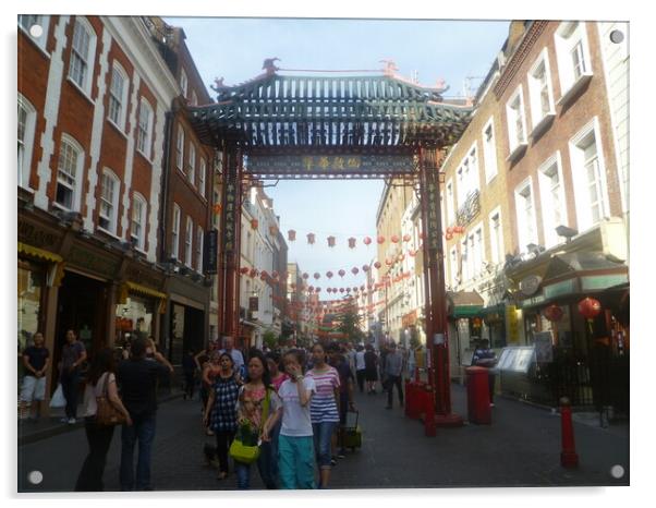 Bustling China Town in London Acrylic by Simon Hill