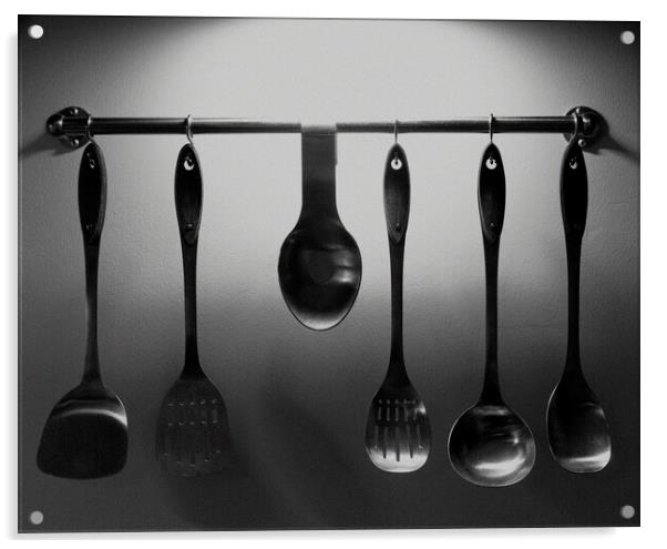 Kitchen utensils in black and white  Acrylic by Michael bryant Tiptopimage