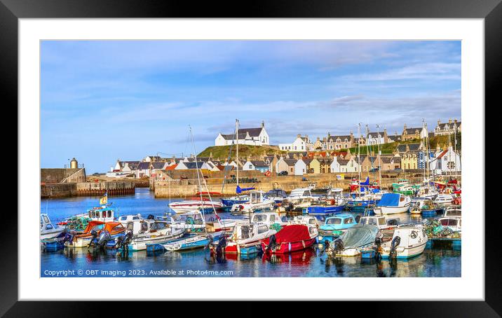 Findochty Village Harbour Morayshire Scotland The Church The Boat The House Framed Mounted Print by OBT imaging