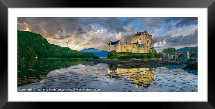 Enigmatic Eilean Donan Castle at Sunset Framed Mounted Print by Paul E Williams