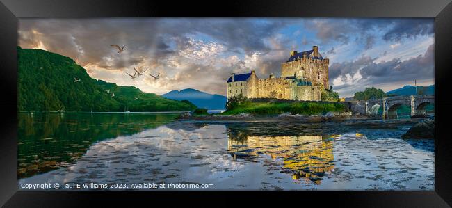 Enigmatic Eilean Donan Castle at Sunset Framed Print by Paul E Williams