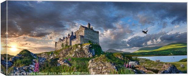 The picturesque Duart Castle & a dramatic sunset - Isle of Mull Canvas Print by Paul E Williams