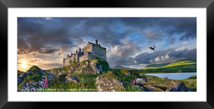 The picturesque Duart Castle & a dramatic sunset - Isle of Mull Framed Mounted Print by Paul E Williams