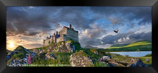 The picturesque Duart Castle & a dramatic sunset - Isle of Mull Framed Print by Paul E Williams