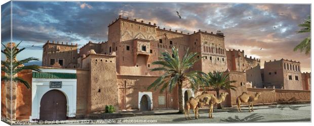 The Imposing picturesque Berber Kasbah Palace of Taourirt at sunrise Canvas Print by Paul E Williams