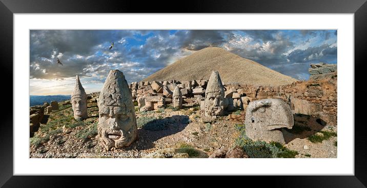 The spectacular ancient statues of Mount Nemrut mausoleum  Framed Mounted Print by Paul E Williams