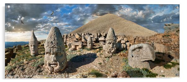 The spectacular ancient statues of Mount Nemrut mausoleum  Acrylic by Paul E Williams