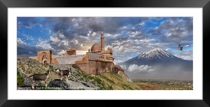 The Romantic Ottoman Ishak Pasha Palace ruins and Mount Ararat Framed Mounted Print by Paul E Williams