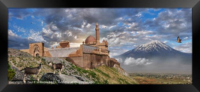 The Romantic Ottoman Ishak Pasha Palace ruins and Mount Ararat Framed Print by Paul E Williams
