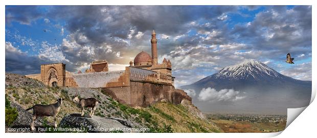 The Romantic Ottoman Ishak Pasha Palace ruins and Mount Ararat Print by Paul E Williams
